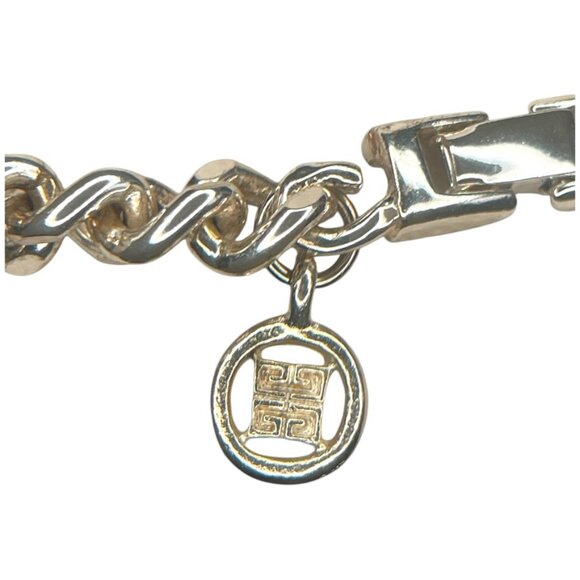 GIVENCHY VINTAGE SILVER TONE NECKLACE CHAIN FAUX AMBER 5/16 " X 16" - Picture 5 of 10